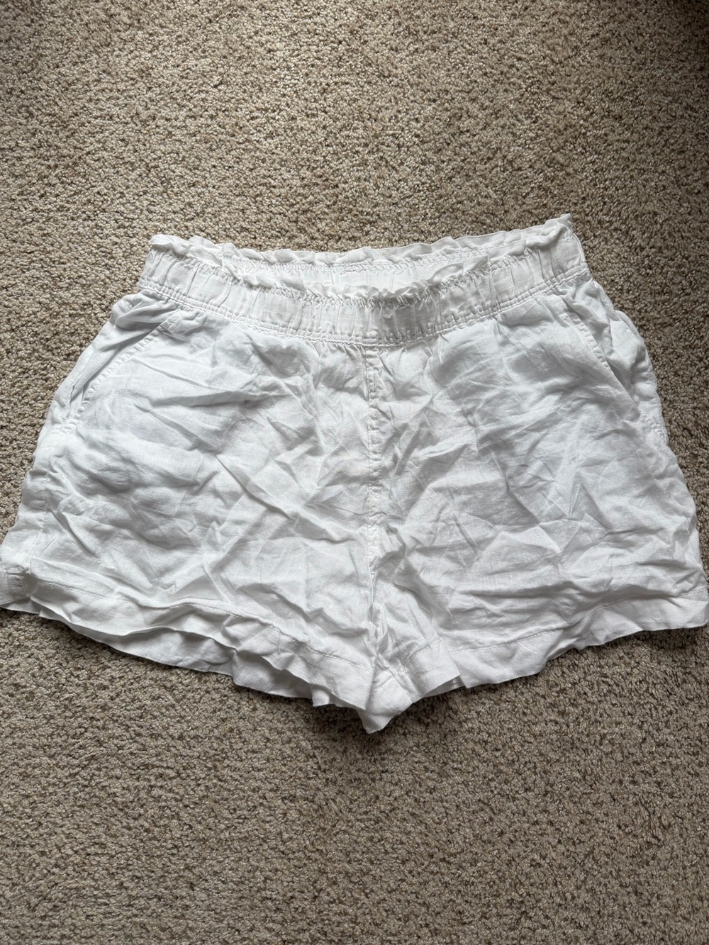 H&M White 100% Linen Shorts with Pockets Medium